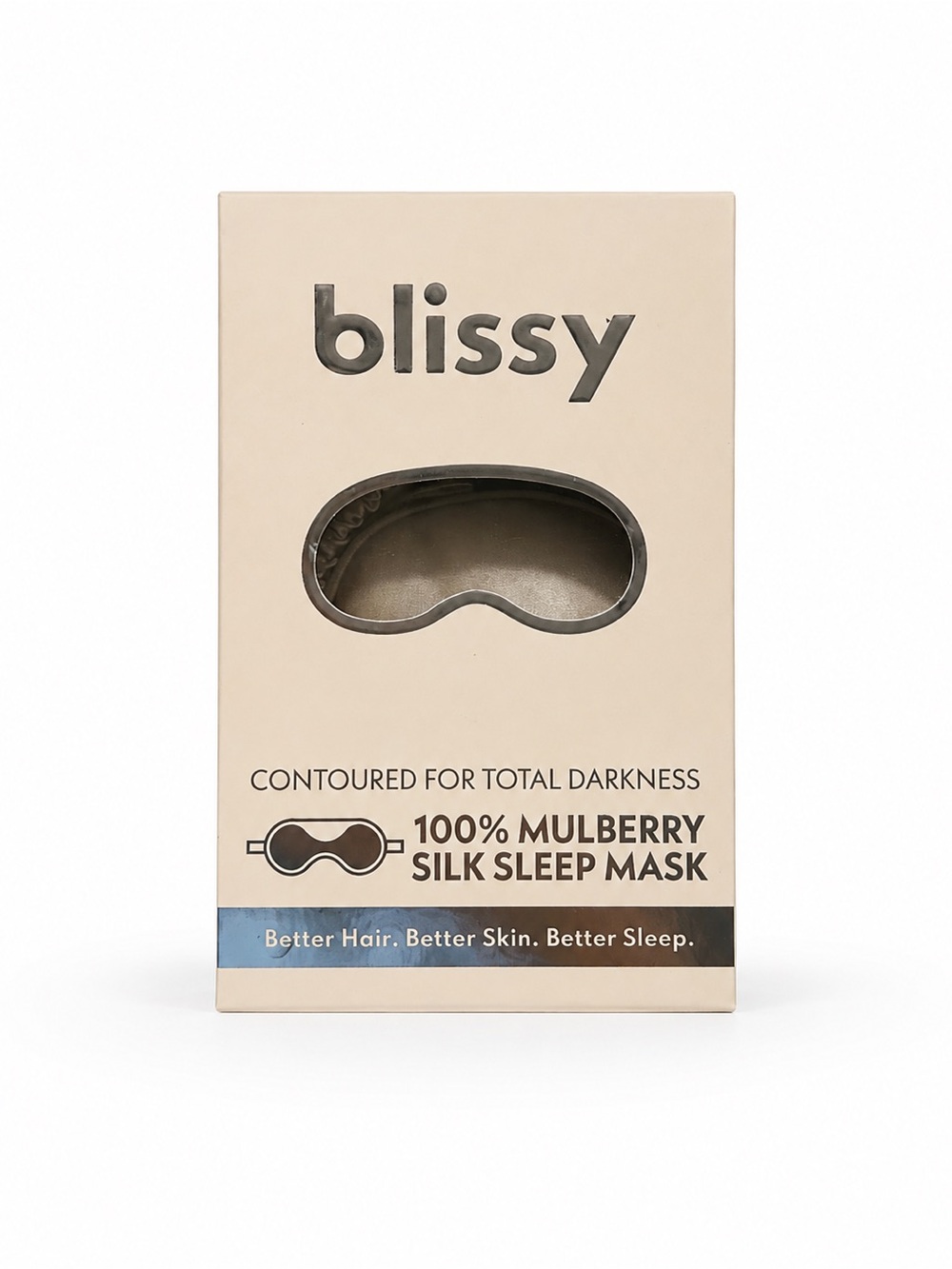 Blissy 100% Mulberry Silk Sleep Mask - Champagne Beige